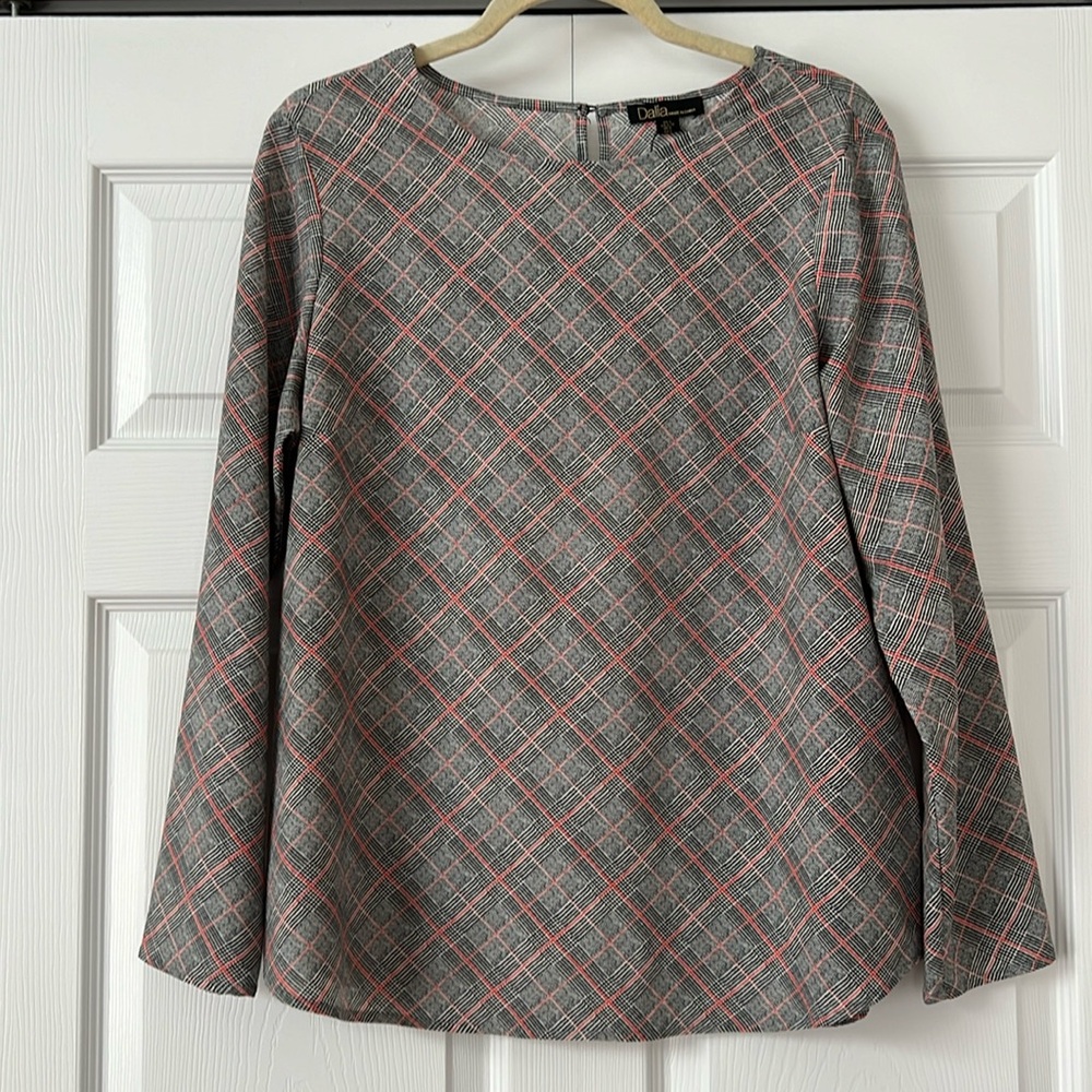 Dalia Womens Glen Plaid Long‎ Sleeve Blouse Red Black White MB1805-162AG32 Large